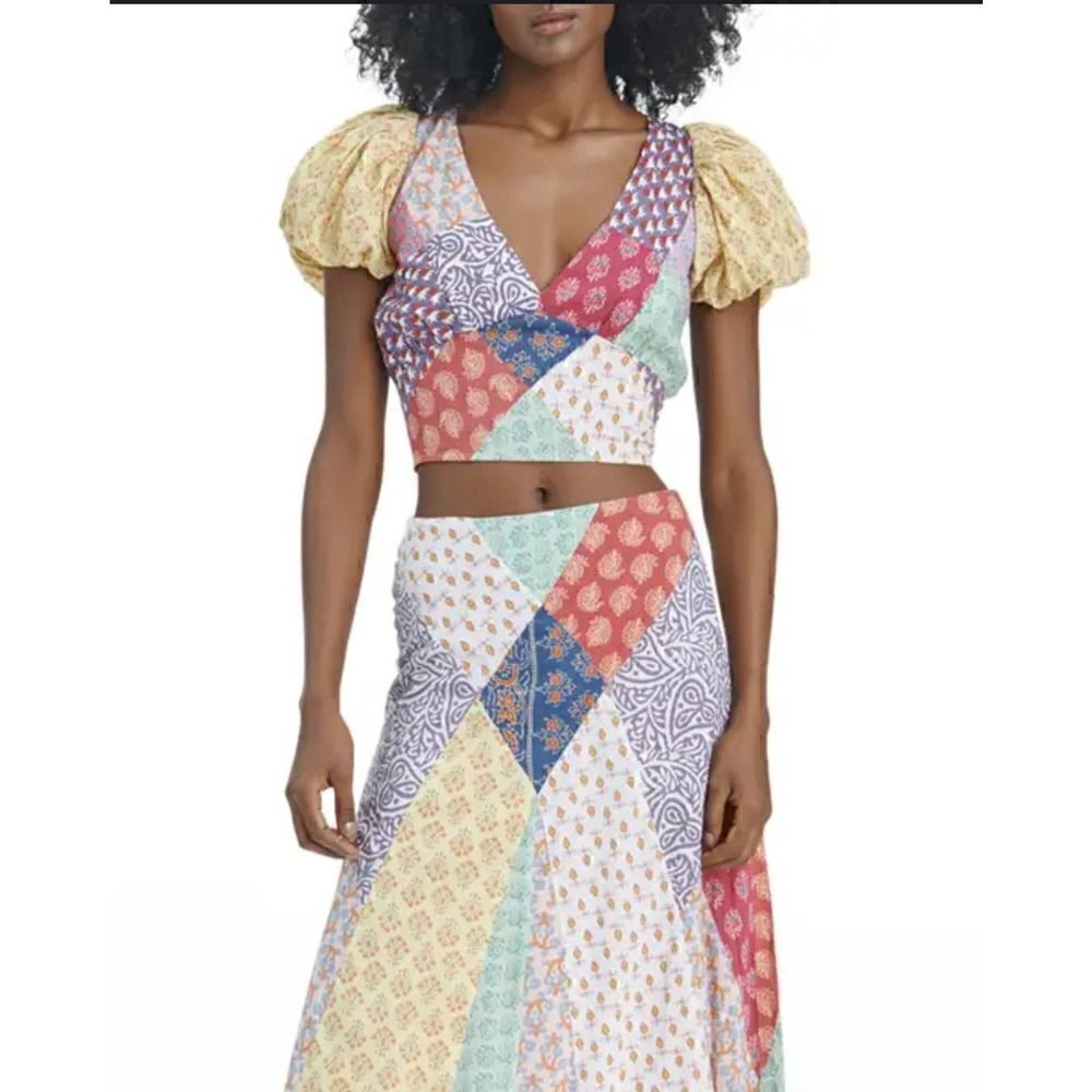 LOVE THE LABEL Patchwork Cotton
Voile Crop Top Size